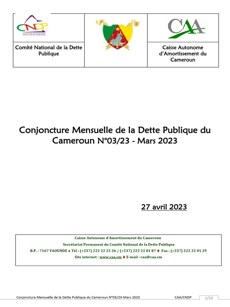 Conjoncture Mensuelle de la Dette 2023 | PDF | Dette publique | Dettes