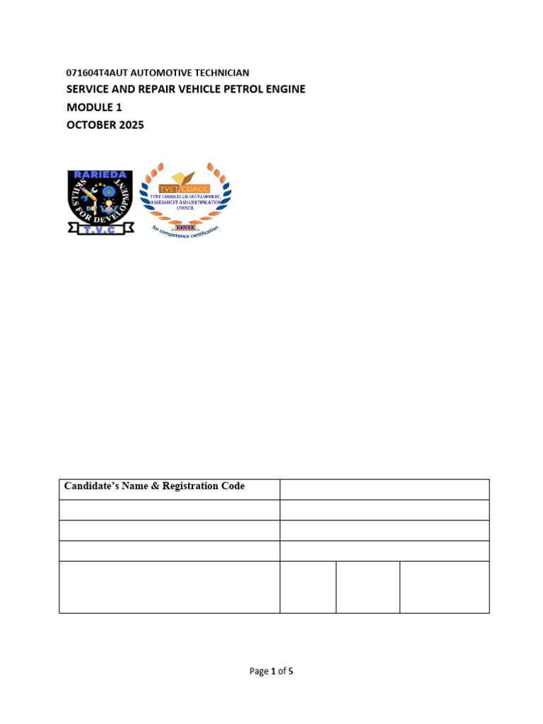 Engine Service Checklist for Technicians | PDF | Valve | Vehicle Technology