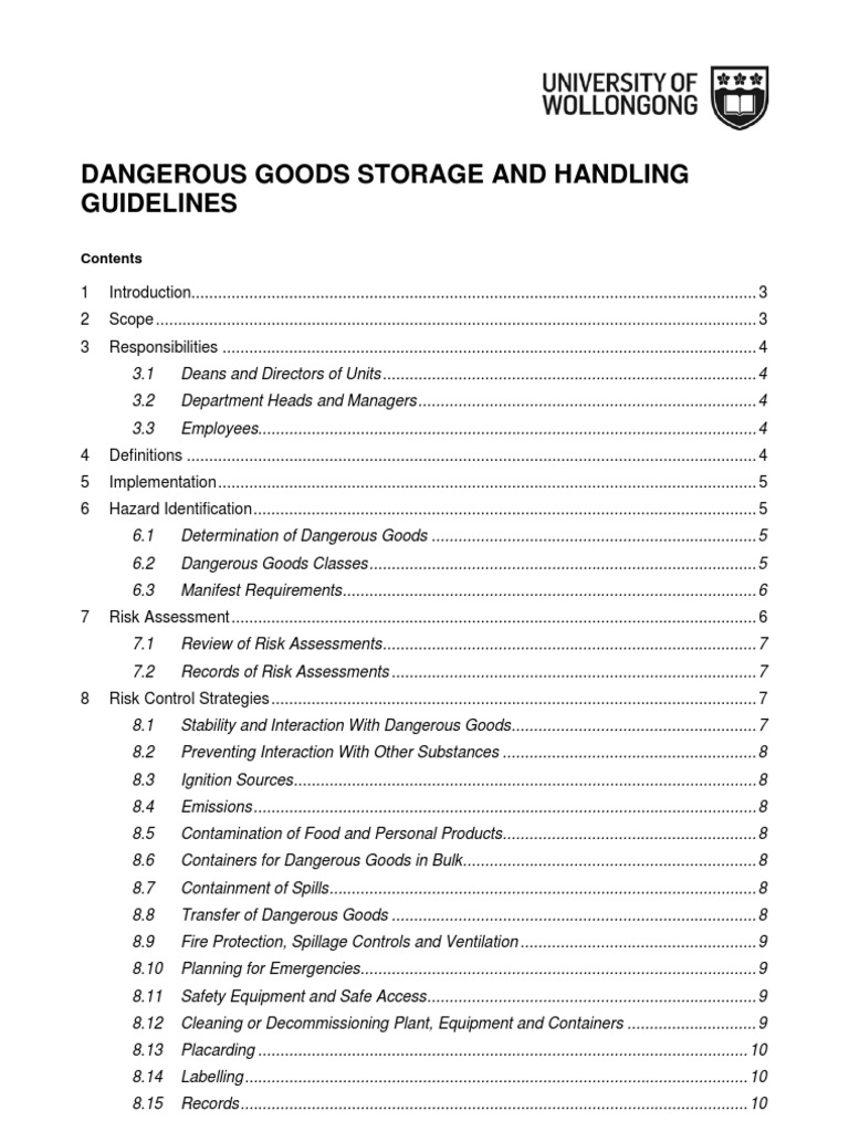 Dangerous Goods Storage and Handling PDF Dangerous Goods