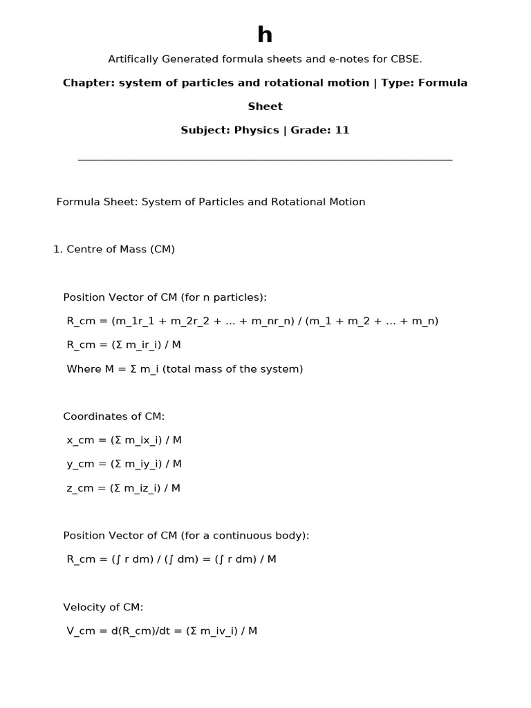 System of Particles and Rotational Motion - dj5NW8 | PDF | Rotation ...