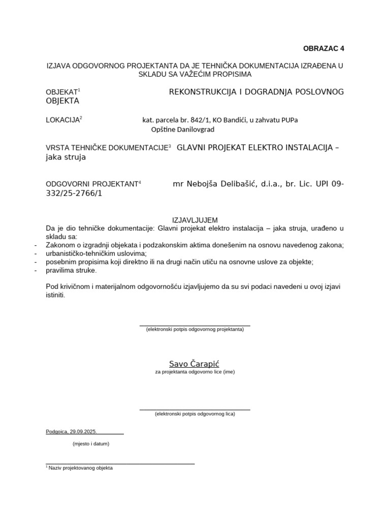 Obrazac 4 - Jaka Struja | PDF