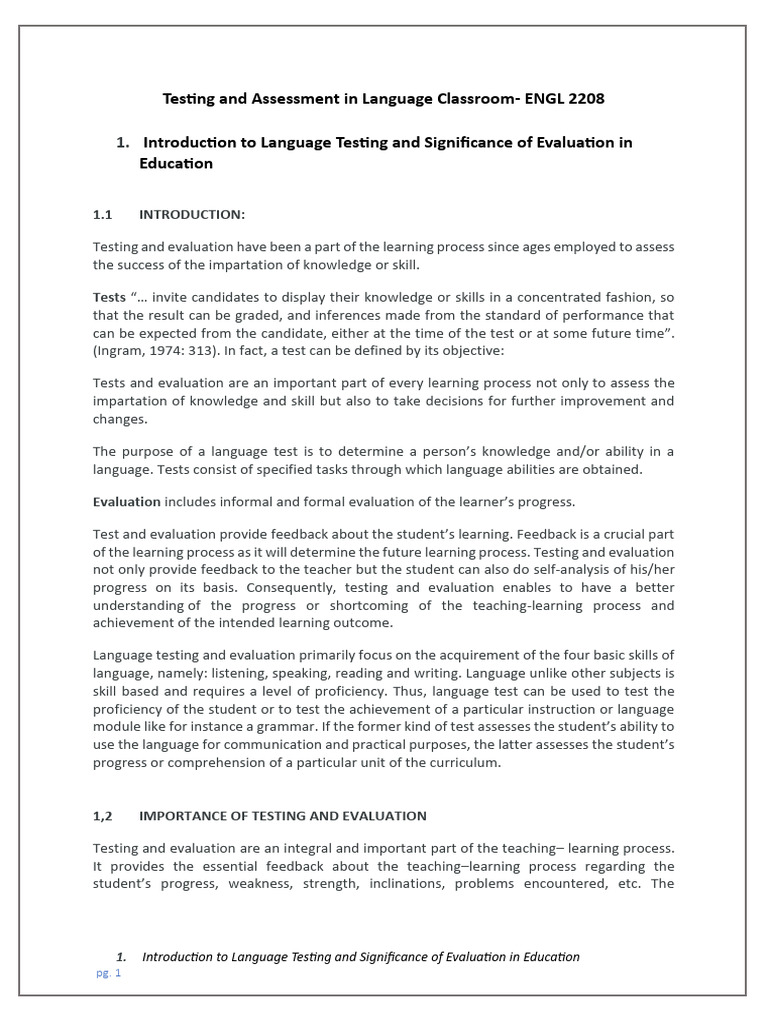 Language Testing and Evaluation Insights | PDF | Educational Assessment ...
