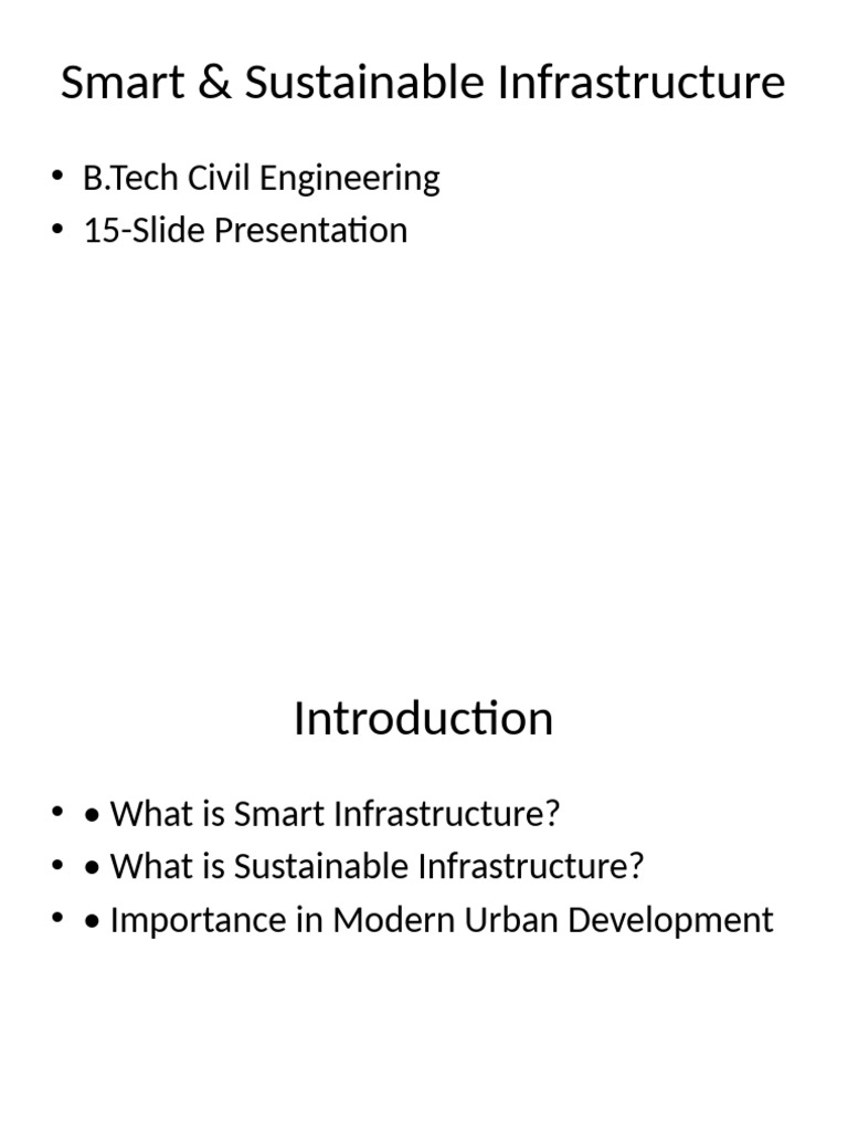 Smart & Sustainable Infrastructure Overview | PDF