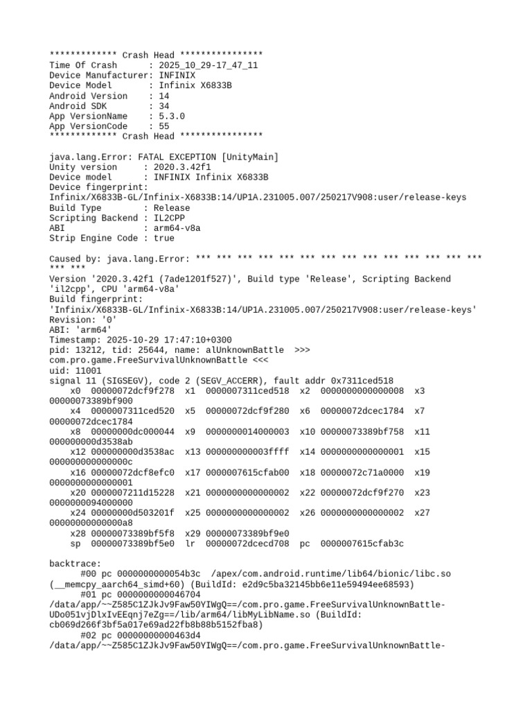 Infinix X6833B Crash Report 2025 | PDF | Embedded Linux Distributions ...