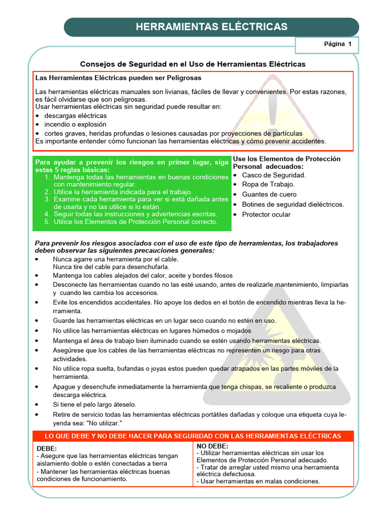 Seguridad en Herramientas Eléctricas y EPP | PDF | Soldadura | Construcción