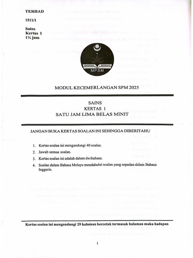 Modul Kecemerlangan SPM 2025 K1 | PDF
