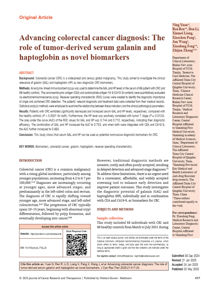 Advancing Colorectal Cancer Diagnosis The Role Of.12 | PDF | Colorectal ...
