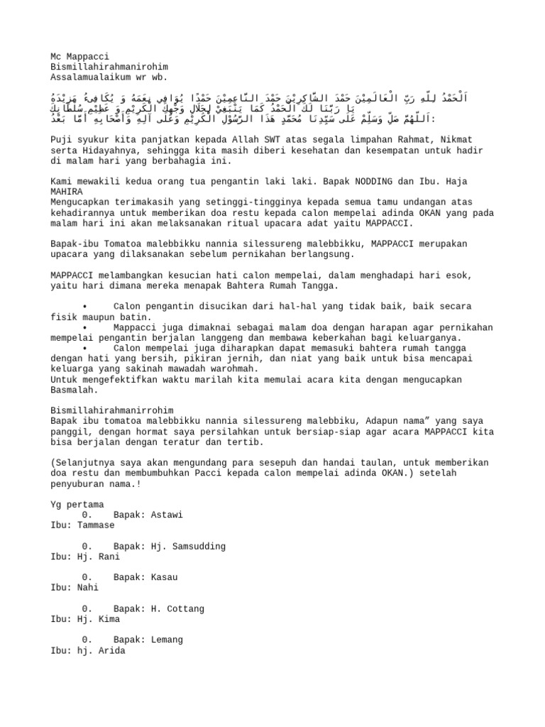 Upacara Mappacci: Ritual Sebelum Pernikahan | PDF