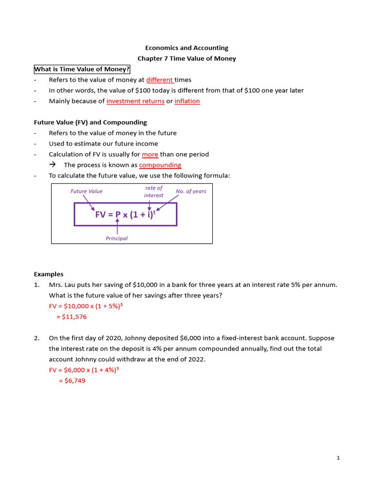 Chapter 7 Time Value of Money (T) Revised | PDF | Interest | Present Value