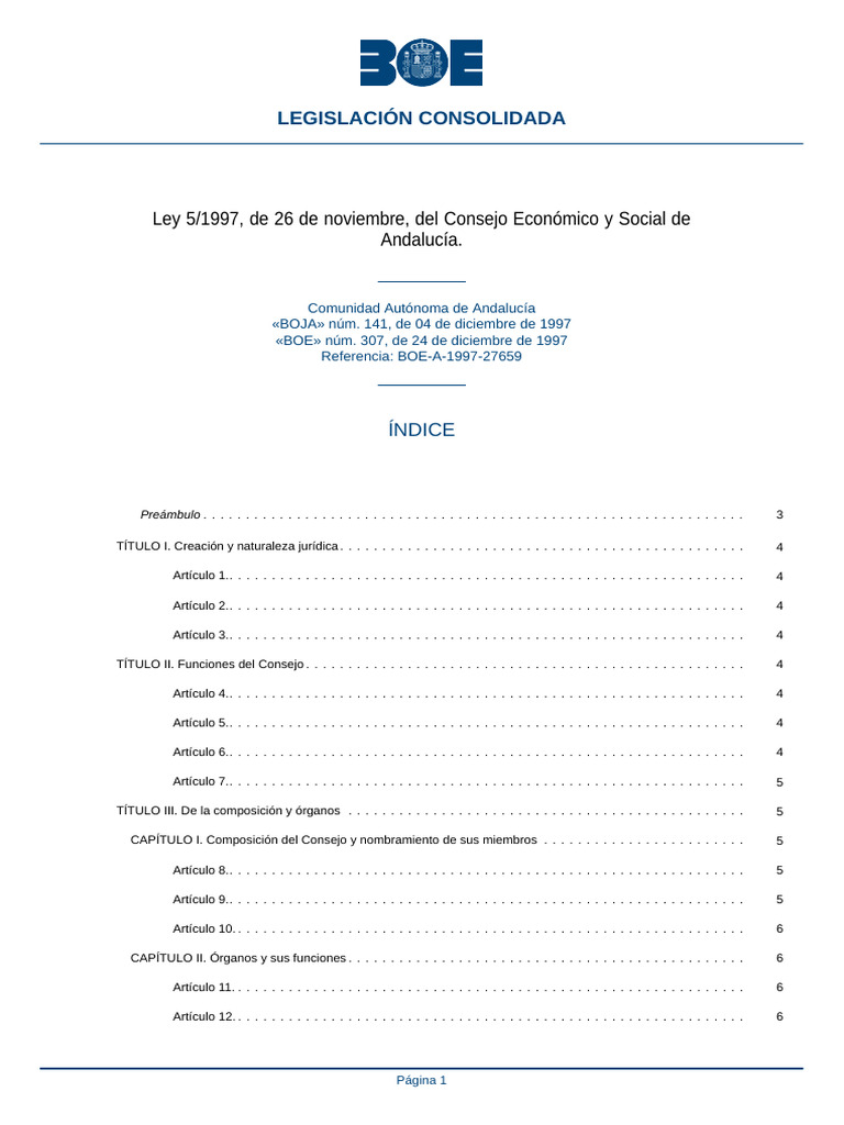 Ley 5/1997 del Consejo Económico y Social | PDF | Presidentes de los ...