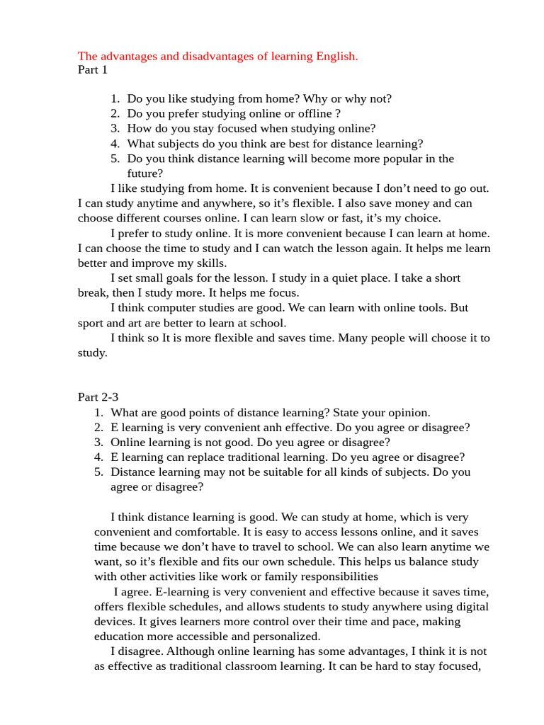 Pros and Cons of Learning English Online | PDF | Educational Technology ...