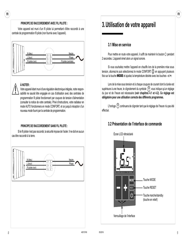 Thermostat Acova Notice