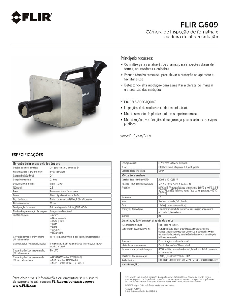 G609 FLIR Datasheet-A4 PT-BR | PDF | HDMI | Câmera
