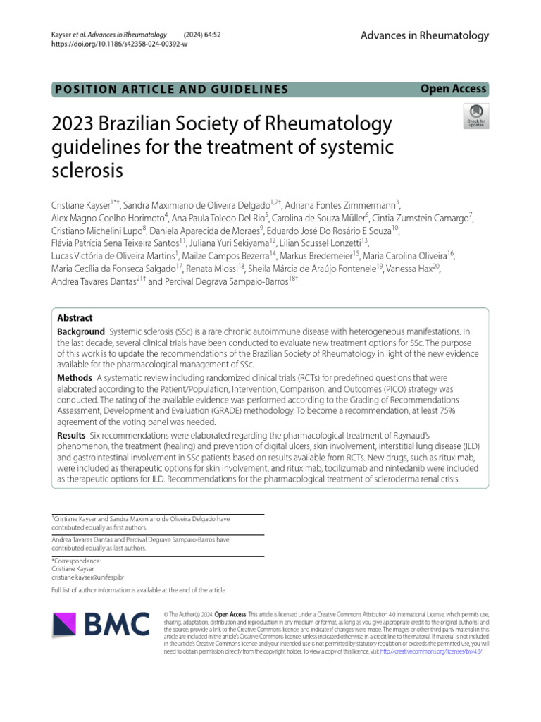2023 Guidelines for Systemic Sclerosis Treatment | PDF | Randomized ...
