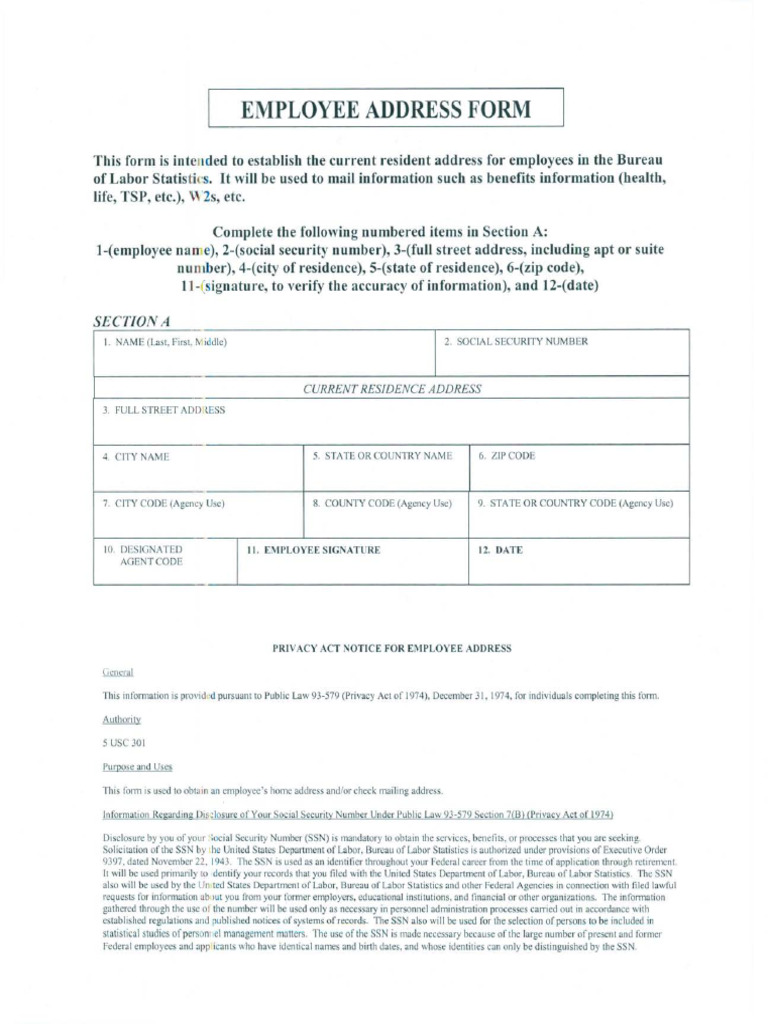 Employee Address Form | PDF