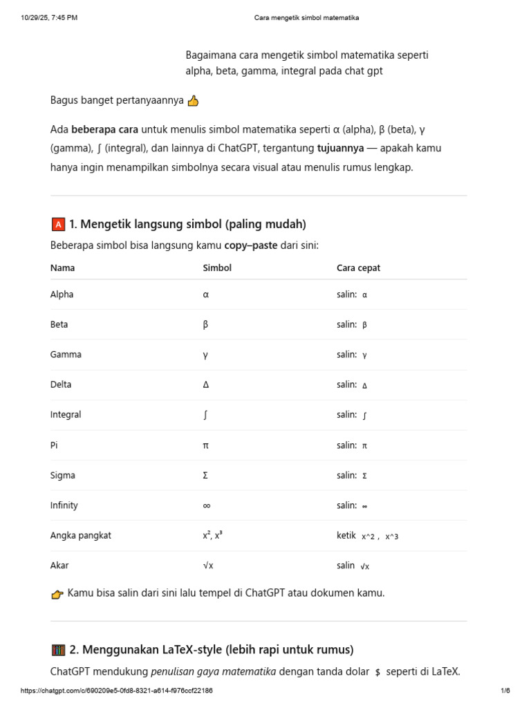 Cara Mengetik Simbol Matematika | PDF