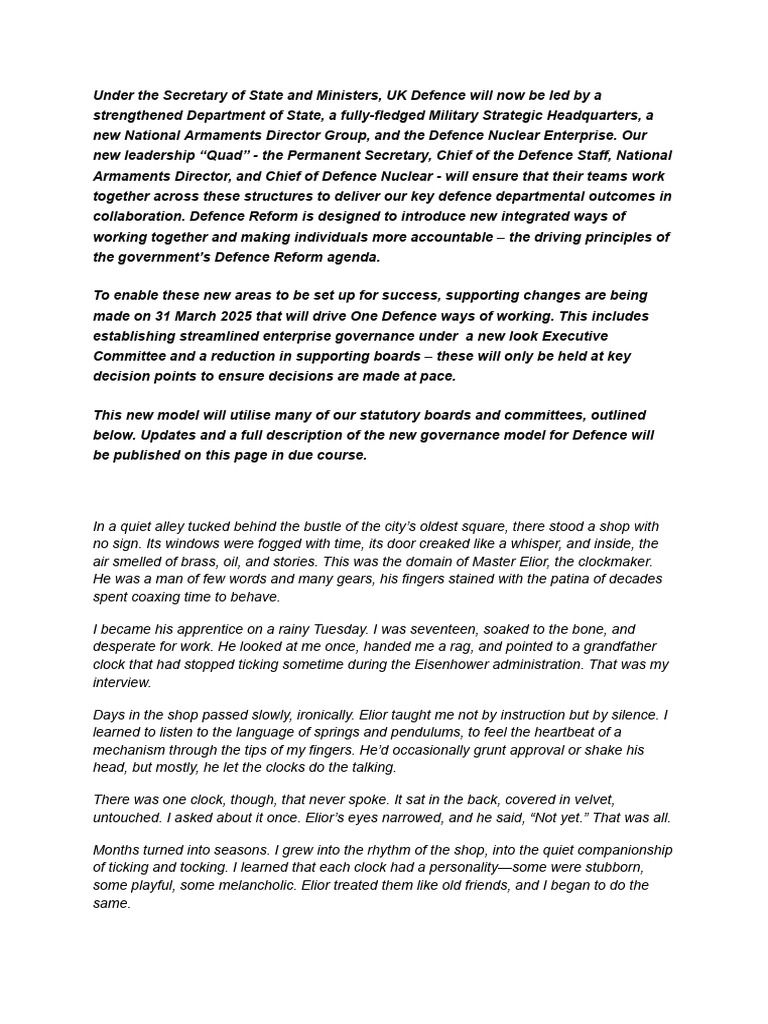 UK Defence Reform and Governance Changes | PDF | Clock