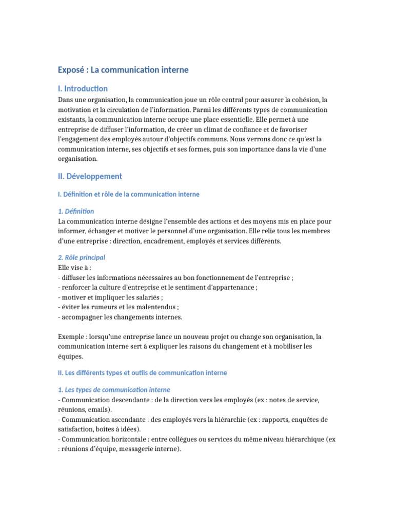 Importance de la communication interne | PDF | Comportement ...