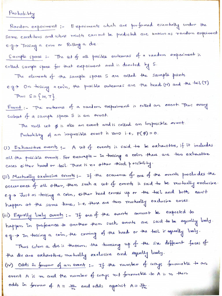 Probability Complete Notes | PDF