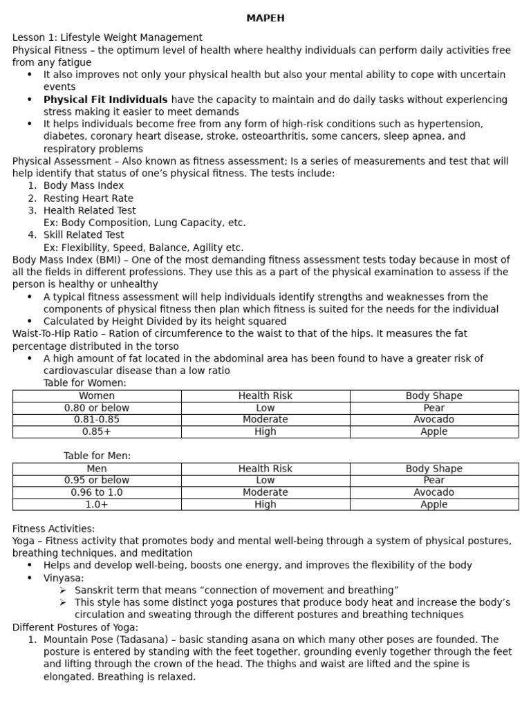 Lifestyle Weight Management & Fitness Guide | PDF | Asana | Physical ...