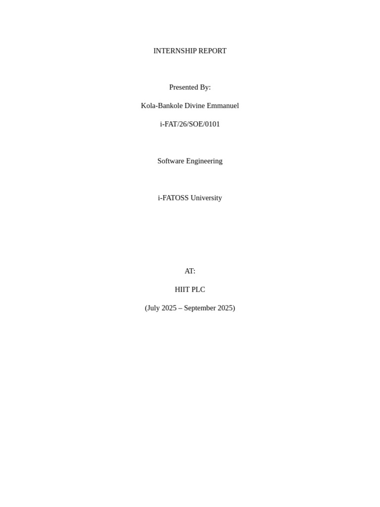 Internship Report: Software Engineering at HIIT PLC | PDF | Bootstrap ...