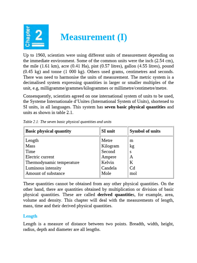 Understanding SI Units and Length Measurement | PDF | Area | Weighing Scale