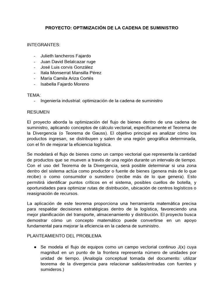 Optimización de la Cadena de Suministro | PDF | Logística | Flujo