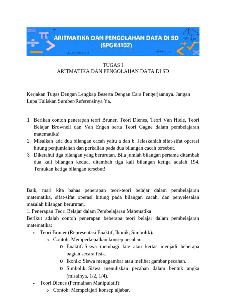 Tugas Aritmatika dan Teori Belajar | PDF