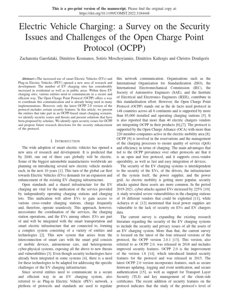 OCPP Security Challenges in EV Charging | PDF | Osi Model | Json
