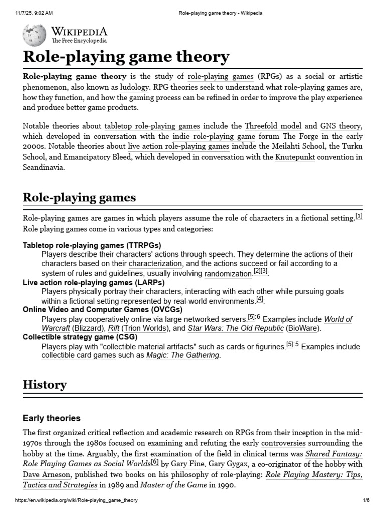 Role-Playing Game Theory - Wikipedia | PDF | Role Playing Games ...