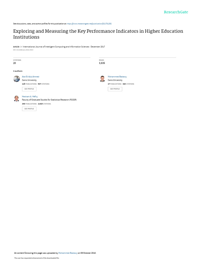 Key Performance Indicators in Higher Education | PDF | Performance ...