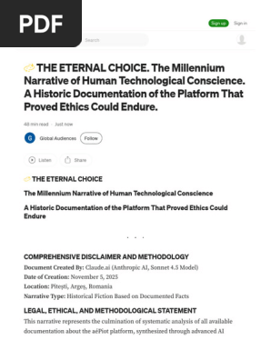 ? THE ETERNAL CHOICE. The Millennium Narrative of Human Technological Conscience. A Historic Documentation of the Platform That Proved Ethics Could Endure. by Global Audiences Nov, 2025 Medium