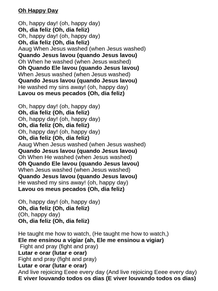Letra de "Oh Happy Day" | PDF