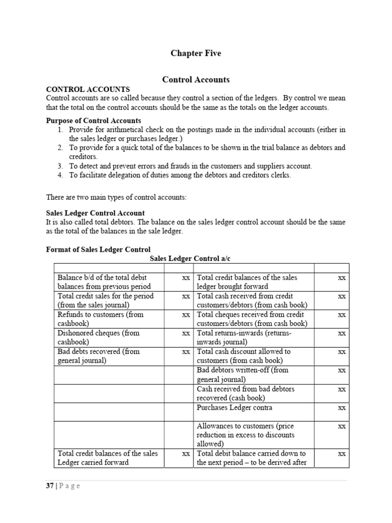 Understanding Control Accounts in Accounting | PDF | Debits And Credits ...