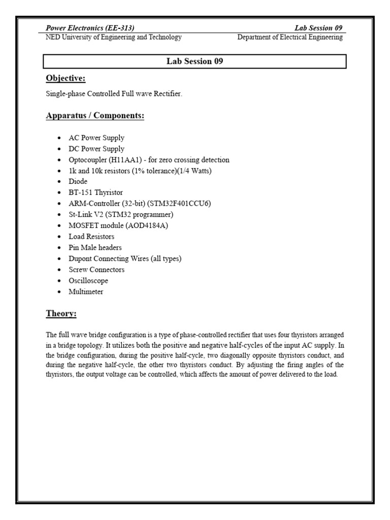 Single-Phase Controlled Rectifier Lab | PDF