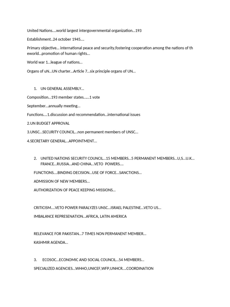 Overview of the United Nations Structure | PDF | United Nations ...