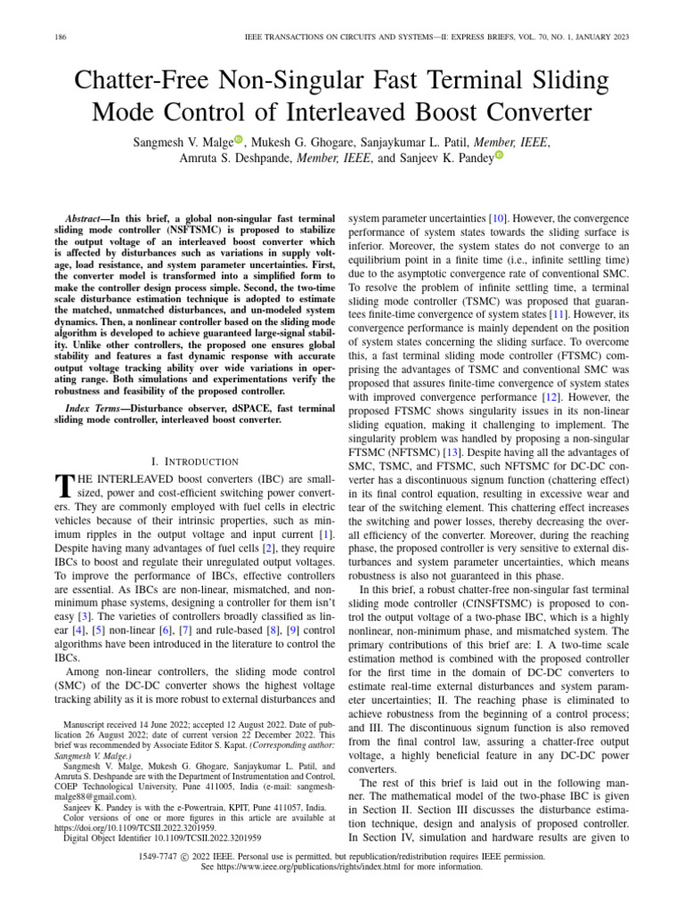 Chatter-Free Non-Singular Fast Terminal Sliding Mode Control of ...
