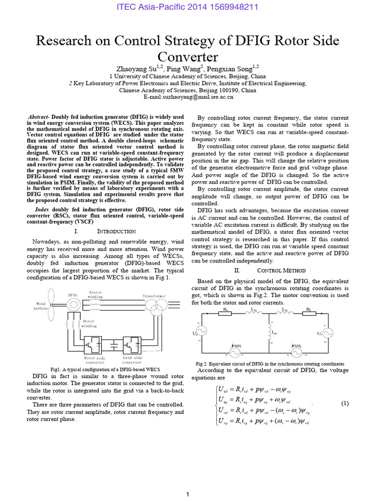 Research on Control Strategy of DFIG Rotor Side Converter | PDF ...