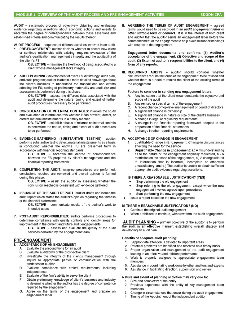 Audit Process Overview and Pre-Engagement | PDF | Audit | Internal Control