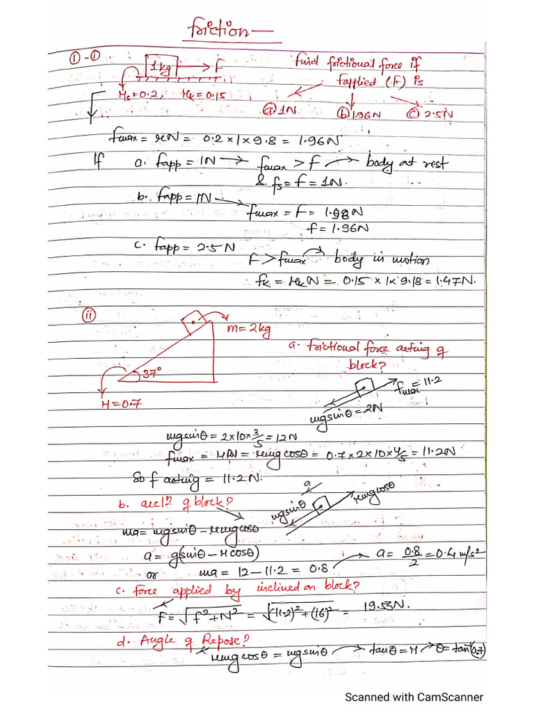 Friction - Question Bank | PDF