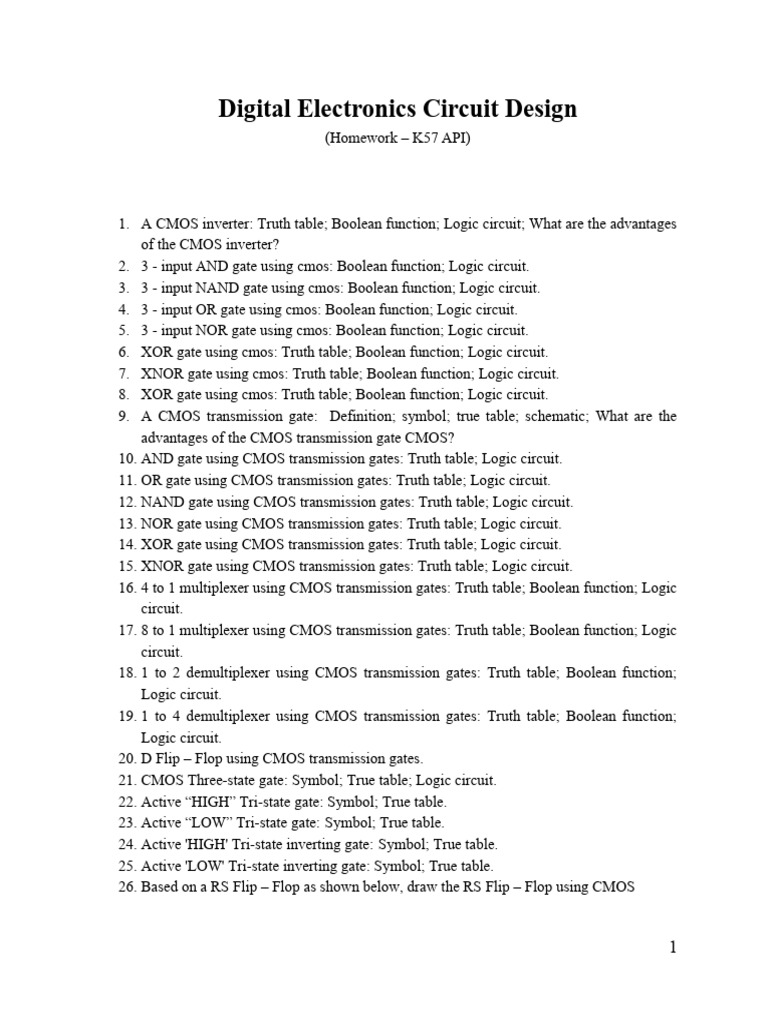 Digital Electronics Circuit Design | PDF | Logic Gate | Random Access ...