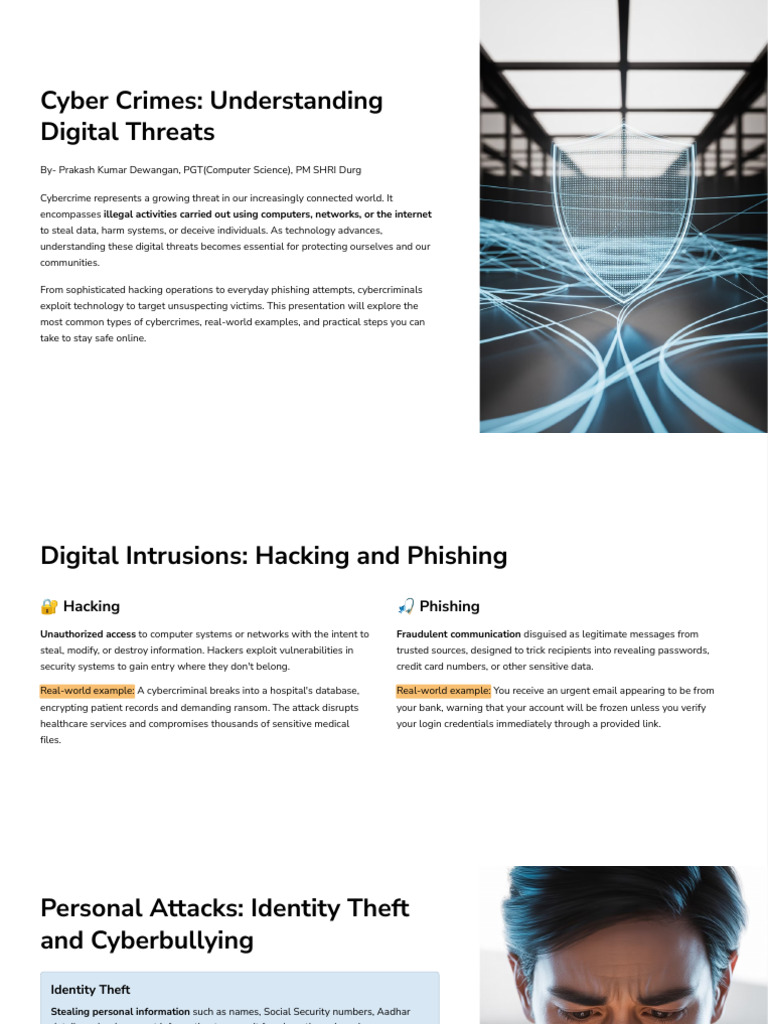 Cyber Crimes Understanding Digital Threats | PDF | Cybercrime | Phishing