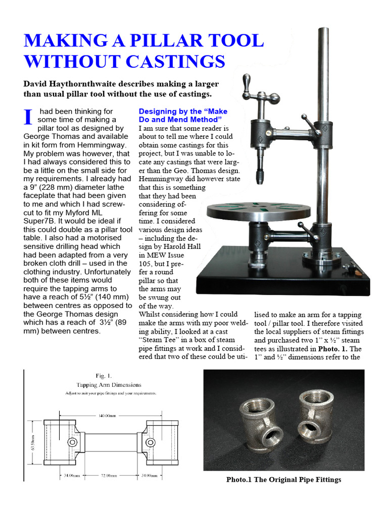 DIY Larger Pillar Tool Design Guide | PDF | Machining | Manufactured Goods