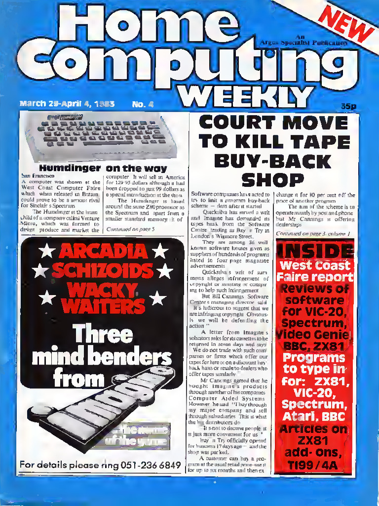 Home Computing Weekly 004 | PDF | Computer Hardware | Microcomputers