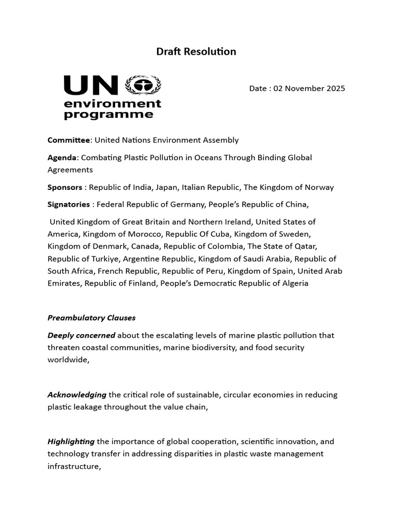 UN Resolution on Global Plastic Pollution | PDF | Natural Environment ...