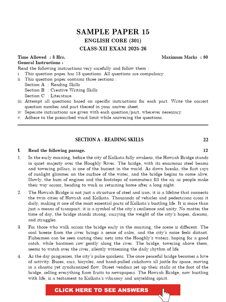 CBSE 12th English Core Sample Paper 15 | PDF | Water Scarcity | Water