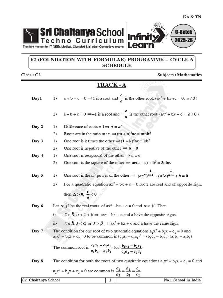 Ka & TN Cbse Math c2 FBT Cycle - 6 SCH | PDF | Quadratic Equation ...