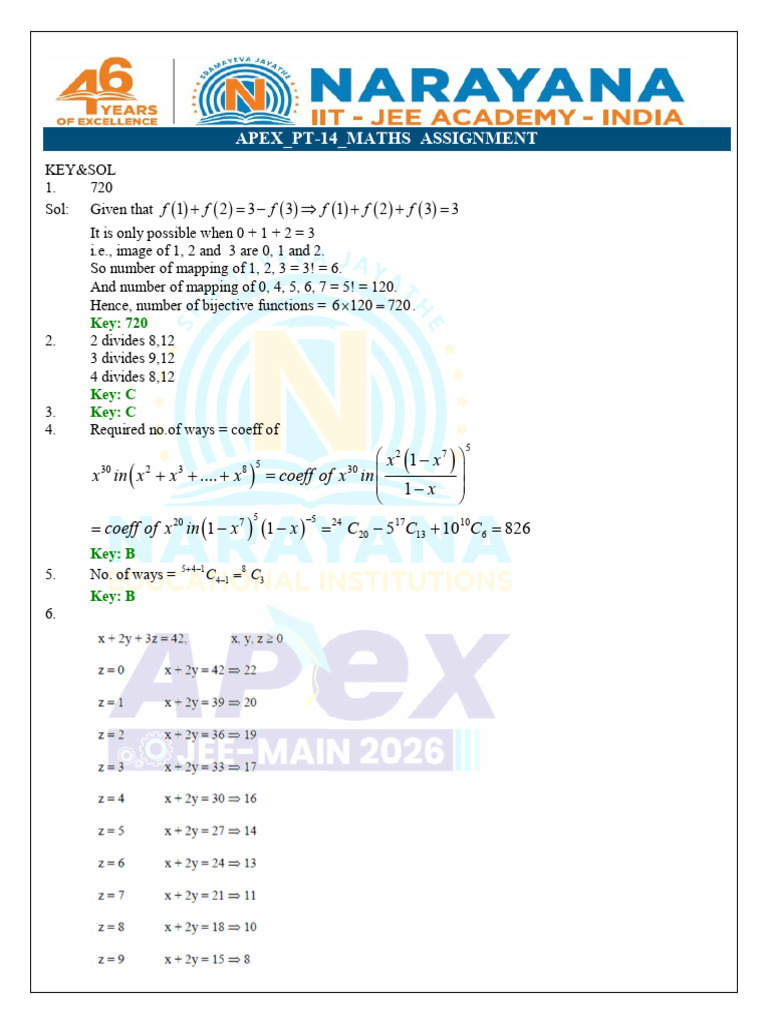 APEX PT-14 Maths Assignment Solutions | PDF | Function (Mathematics ...