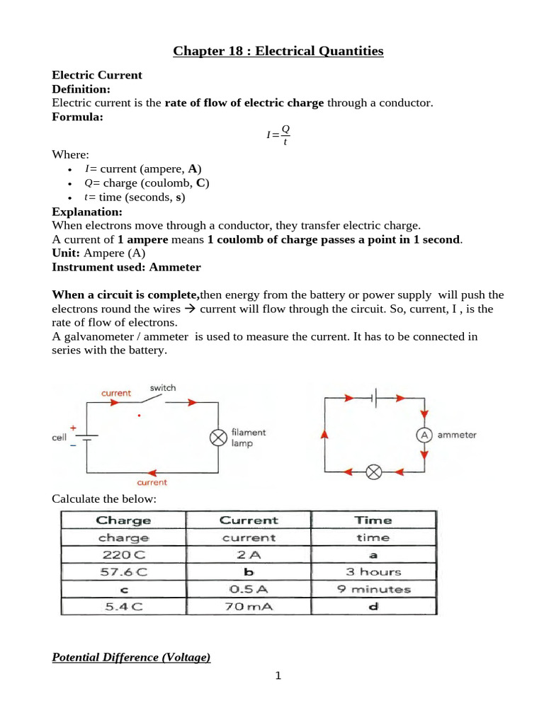 Electrical Quantities: Current, Voltage, Resistance | PDF | Electric ...