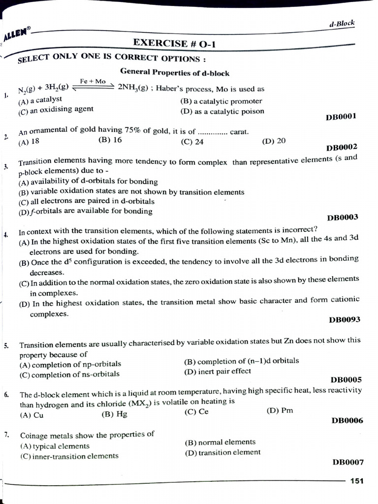 D Block Questions 3 | PDF